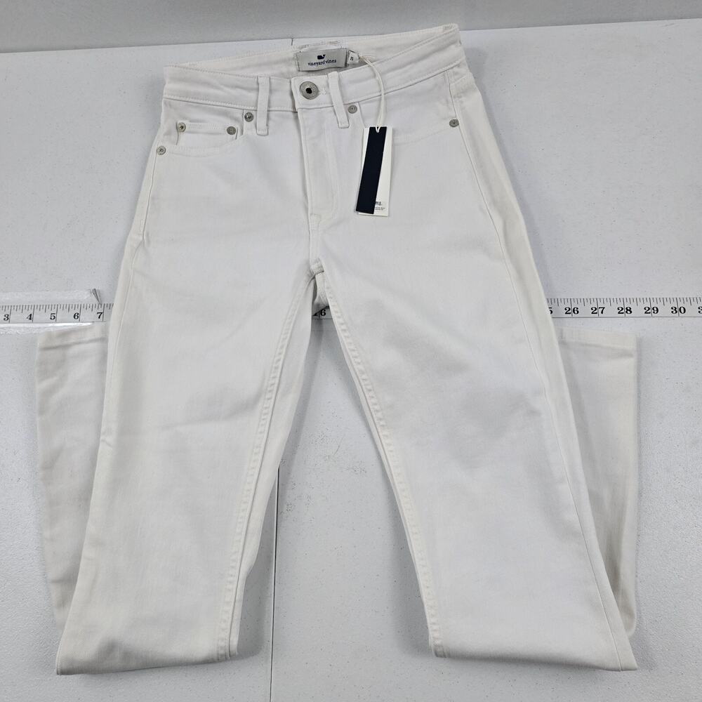 NWT Vineyard Vines Jamie High-Rise white jeans blue slim skinny 25 womens 5291